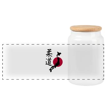 Judo mit der Karte Japans - Panorama Keksdose mit Holzdeckel - Weiß - Vorne