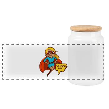 SUPER MAMAN - Boîte à biscuits avec couvercle en bois - blanc - Devant