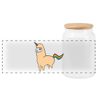Alpaga licorne - Boîte à biscuits avec couvercle en bois - blanc - Devant
