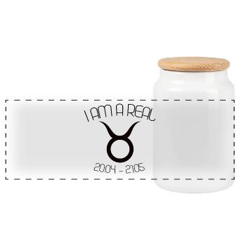 STERN MARK - Panoramic Cookie Jar with Wooden Lid - white - Front