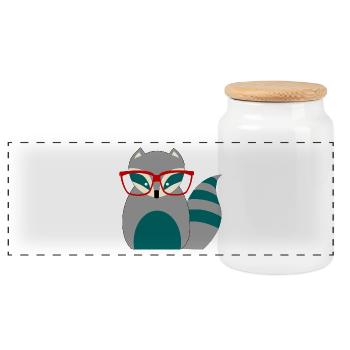 Nerd - Panoramic Cookie Jar with Wooden Lid - white - Front