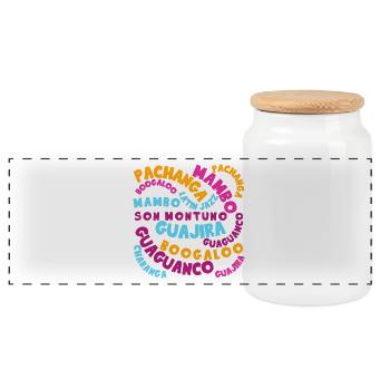 History of Salsa - Dance Shirts - Panoramic Cookie Jar with Wooden Lid - white - Front