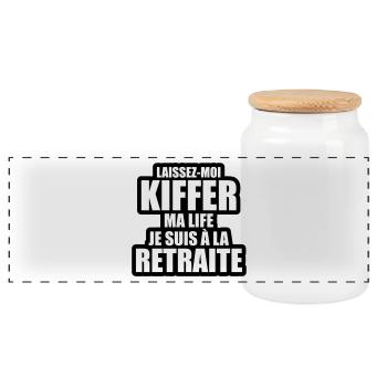 laissez-moi kiffer ma life je suis à la retraite - Boîte à biscuits avec couvercle en bois - blanc - Devant