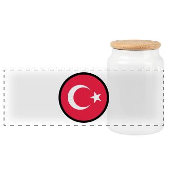 In einem Zeichen der Türkei - Panorama Keksdose mit Holzdeckel - Weiß - Vorne