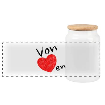 von Herzen - Panorama Keksdose mit Holzdeckel - Weiß - Vorne