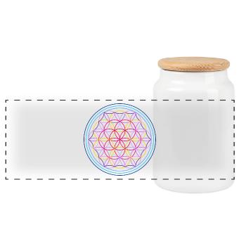 Flower of life red-blue - Panoramic Cookie Jar with Wooden Lid - white - Front