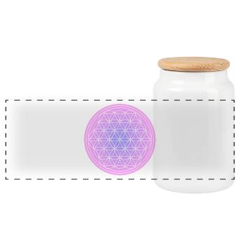 Flower of life pink purple - Panoramic Cookie Jar with Wooden Lid - white - Front