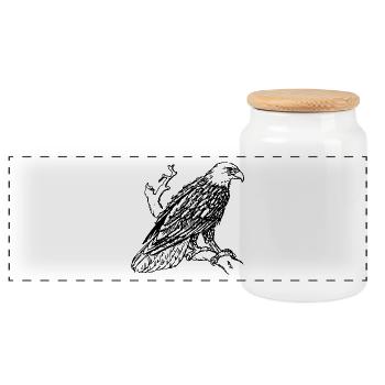 eagle190 - Panoramic Cookie Jar with Wooden Lid - white - Front