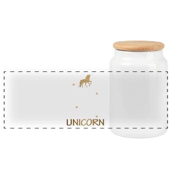 Keep Calm And Be A Unicorn Gold Geschenk - Panorama Keksdose mit Holzdeckel - Weiß - Vorne