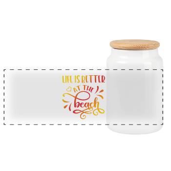 LIFE IS BETTER AT THE BEACH - Panoramic Cookie Jar with Wooden Lid - white - Front