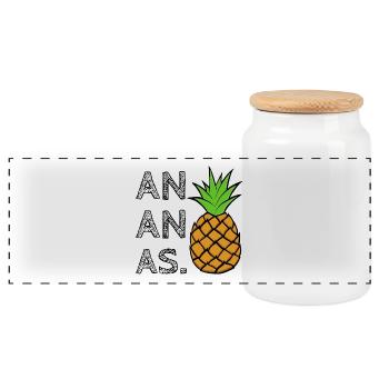 ANANAS. - Panorama Keksdose mit Holzdeckel - Weiß - Vorne