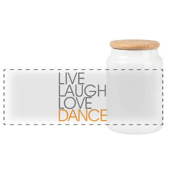 Live Laugh Love Dance - Panorama Keksdose mit Holzdeckel - Weiß - Vorne