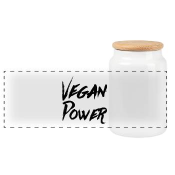 Vegan - Panorama Keksdose mit Holzdeckel - Weiß - Vorne