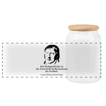 Hegel: Die Weltgeschichte ist der Fortschritt im - Panorama Keksdose mit Holzdeckel - Weiß - Vorne