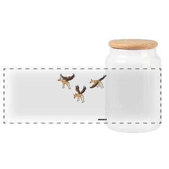 Flying deer - Panoramic Cookie Jar with Wooden Lid - white - Front