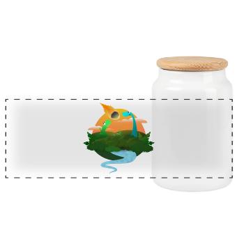 Dinopocalypse - Panoramic Cookie Jar with Wooden Lid - white - Front