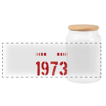 LEGENDS ARE BORN IN 1973 BIRTHDAY CHRISTMAS SHIRT - Panoramic Cookie Jar with Wooden Lid - white - Front