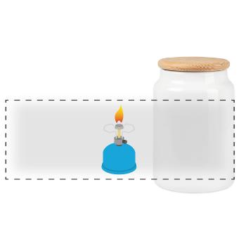 cuisinière à gaz de camping - Boîte à biscuits avec couvercle en bois - blanc - Devant
