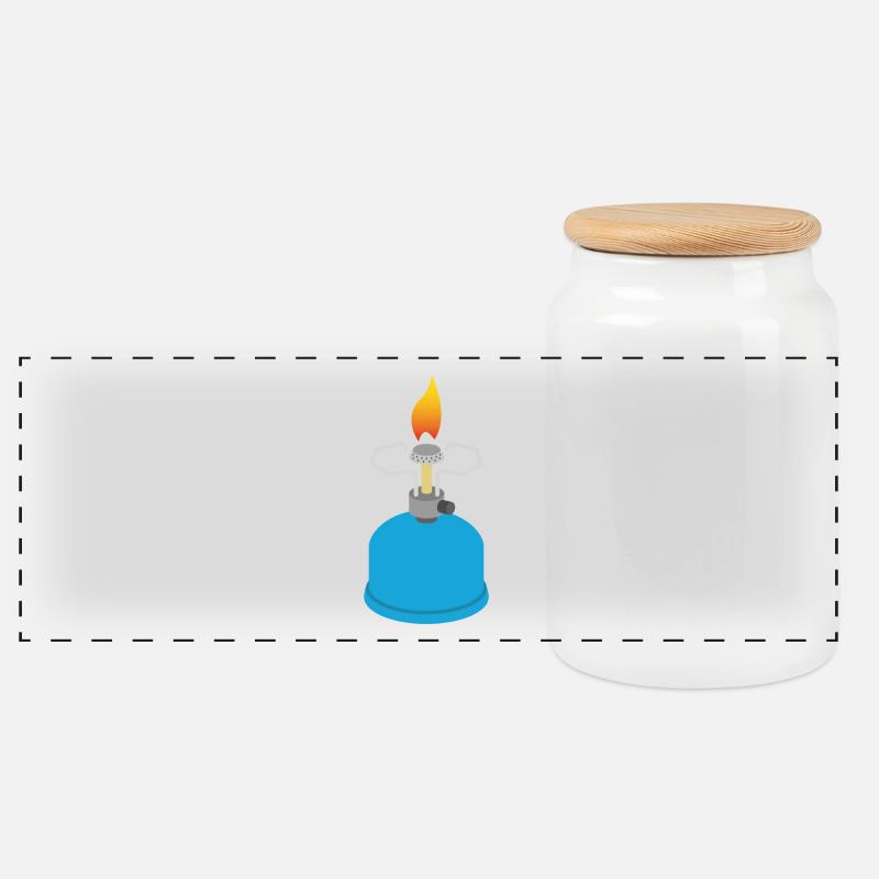 Camping Gaskocher - Panorama Keksdose mit Holzdeckel - Weiß