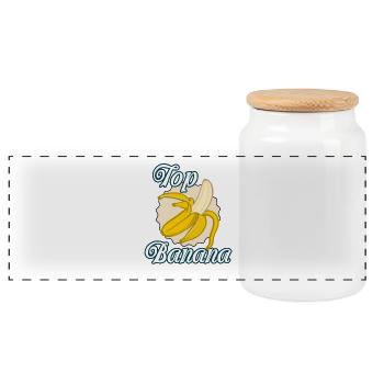 Banana Top Banana Gift - Panoramic Cookie Jar with Wooden Lid - white - Front