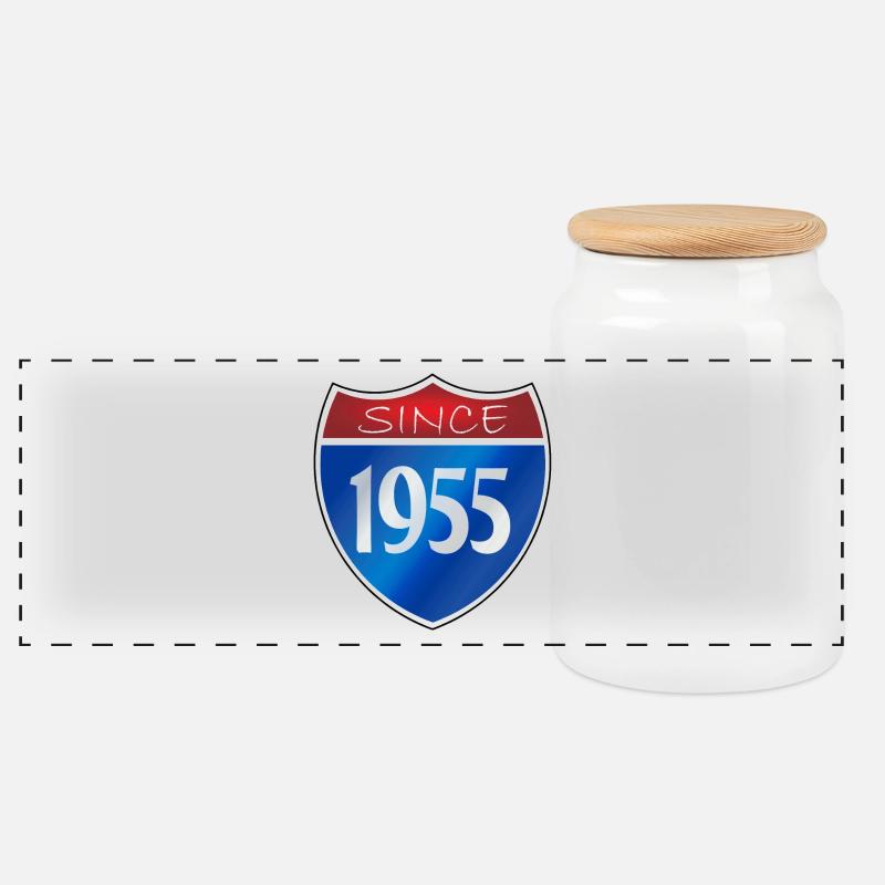 Since 1955 - Panorama Keksdose mit Holzdeckel - Weiß
