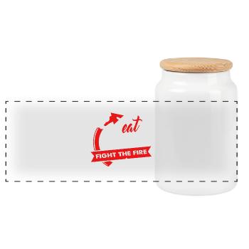 Essen - Sleeping - Fire brigade - Vocational vocation - Panoramic Cookie Jar with Wooden Lid - white - Front