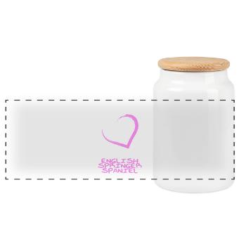 just girl love with her english springer spaniel - Panoramic Cookie Jar with Wooden Lid - white - Front