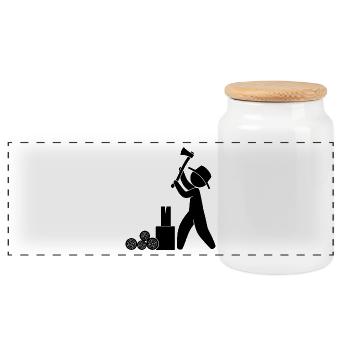 Lumberjack Ranger Axe - Panoramic Cookie Jar with Wooden Lid - white - Front