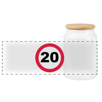 20ème Anniversaire / 20 / signe de la circulation - Boîte à biscuits avec couvercle en bois - blanc - Devant