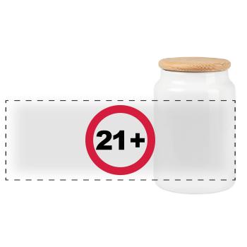 21st birthday 21+ - Panoramic Cookie Jar with Wooden Lid - white - Front