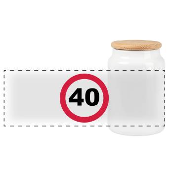 40th birthday - Panoramic Cookie Jar with Wooden Lid - white - Front