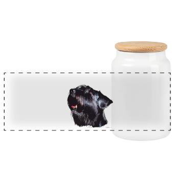 Schnauzer Portrait - Panoramic Cookie Jar with Wooden Lid - white - Front