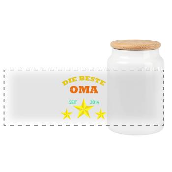 Seit dem Jahr 2014 habe ich die beste Oma der Welt - Panorama Keksdose mit Holzdeckel - Weiß - Vorne