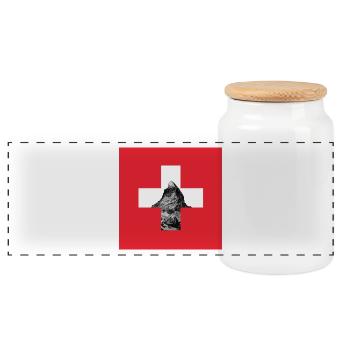 Switzerland Matterhorn flag - Panoramic Cookie Jar with Wooden Lid - white - Front