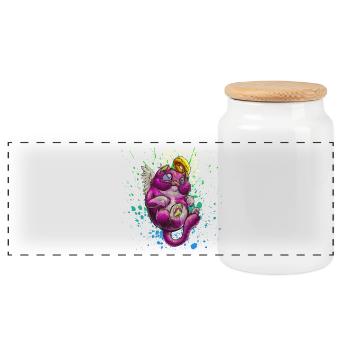 Saint chat - Boîte à biscuits avec couvercle en bois - blanc - Devant