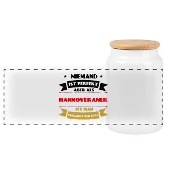 Perfekter Hannoveraner - Hannover Deutschland DE - Panorama Keksdose mit Holzdeckel - Weiß - Vorne