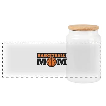 Basketball Mom. Mama. Mutti B-Ball. Heimspiel. Fan - Panorama Keksdose mit Holzdeckel - Weiß - Vorne