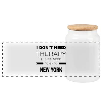 i dont need therapy i just need to go to NEW YOR - Panorama Keksdose mit Holzdeckel - Weiß - Vorne