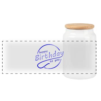 Happy Birthday Birthday Gifts Celebration Party - Panoramic Cookie Jar with Wooden Lid - white - Front