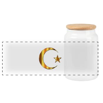 Türkei Flagge in Gold Sehr Edel - Panorama Keksdose mit Holzdeckel - Weiß - Vorne