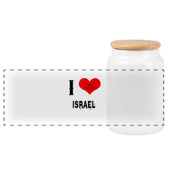 I Love Herz Laender Israel - Panorama Keksdose mit Holzdeckel - Weiß - Vorne