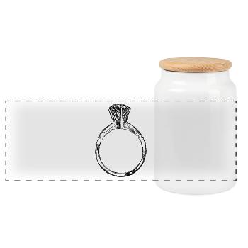diamond ring - Panoramic Cookie Jar with Wooden Lid - white - Front