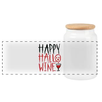 Halloween. Wine. Party night. October. Monster.Hexe - Panoramic Cookie Jar with Wooden Lid - white - Front