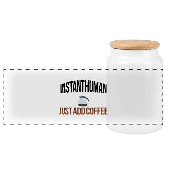 Instant human add coffee - Panorama Keksdose mit Holzdeckel - Weiß - Vorne