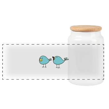 Bird bird idea birthday gift T-shirt Love - Panoramic Cookie Jar with Wooden Lid - white - Front