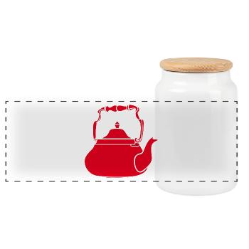 teapot - Panoramic Cookie Jar with Wooden Lid - white - Front