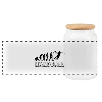 Handball Evolution - Boîte à biscuits avec couvercle en bois - blanc - Devant