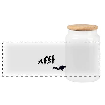 Evolution Tauchen - Panorama Keksdose mit Holzdeckel - Weiß - Vorne