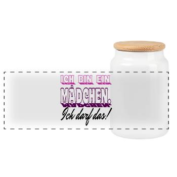 Mädchen Frau Tochter Teenager Ich darf das! - Panorama Keksdose mit Holzdeckel - Weiß - Vorne