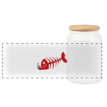 squelette poisson Freaky pirate mauvais. Couleur rouge - Boîte à biscuits avec couvercle en bois - blanc - Devant